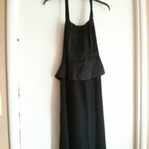 Classic Simple Black Halter Long Formal Dress Size 6P 90s 80s Minimalist Retro